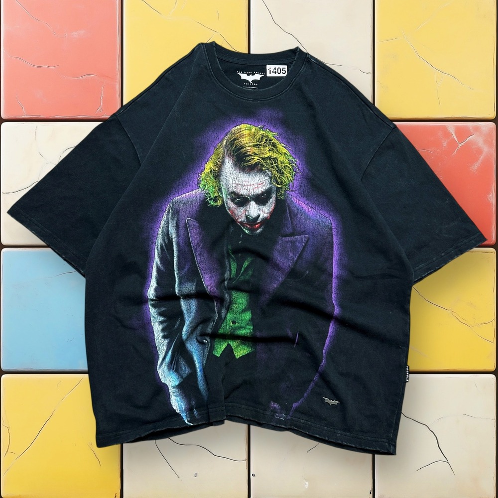 YoungLA The Dark Knight Joker Heath Ledger Midnight T-Shirt Washed Black L GYM